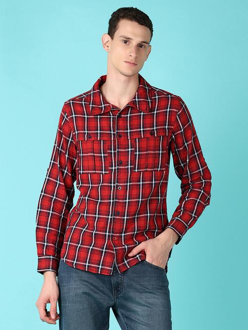 men long sleeves checkered casual shirt - 21558793 - Very Small Image - 1