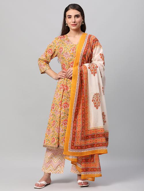 women floral kurta palazzo set with dupatta - 21559504 - Very Small Image - 1