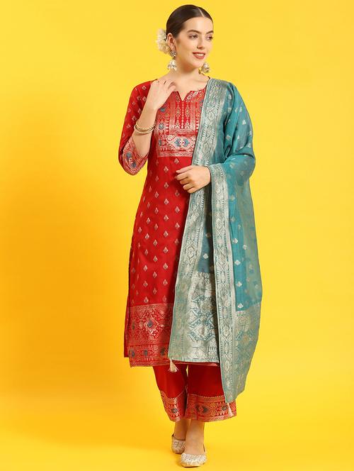 women printed three quarter sleeves suit set - 21559593 - Very Small Image - 1