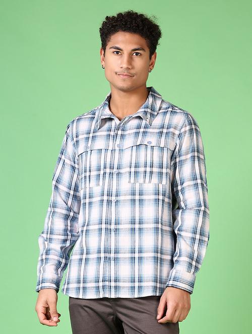 men checkered long sleeve casual shirt - 21561315 - Very Small Image - 1