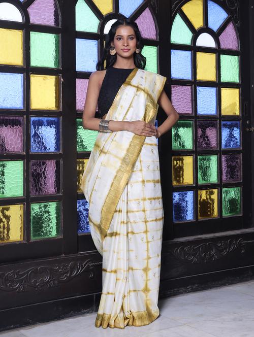 women tie & dye embroidered saree with blouse - 21561996 - Very Small Image - 1