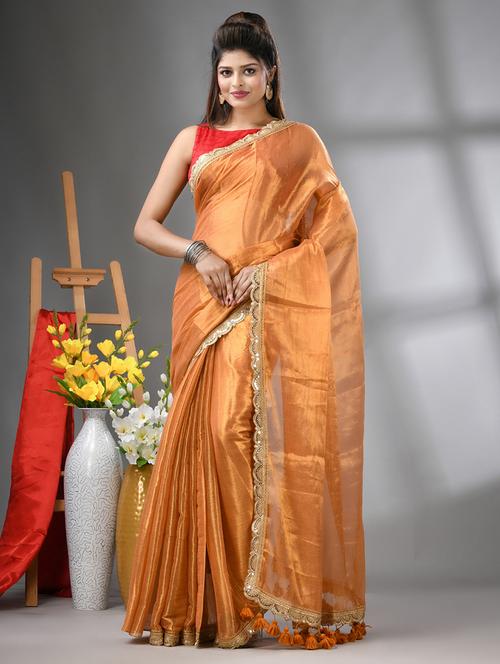 women solid with bordered saree with blouse - 21562053 - Very Small Image - 1