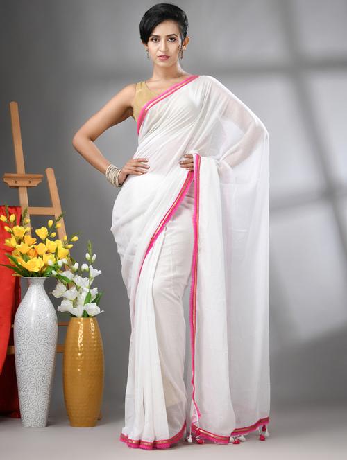 women solid handloom saree - 21562181 - Very Small Image - 1