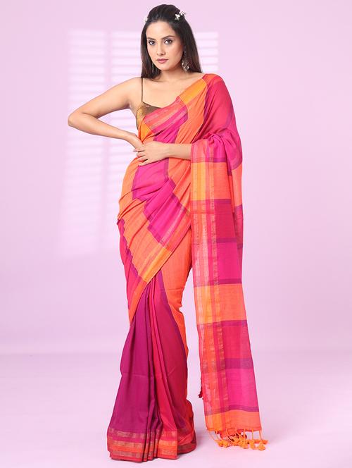 women striped handloom saree with blouse - 21562279 - Very Small Image - 1