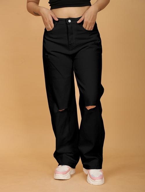 women solid high rise slash knee jeans - 21562803 - Very Small Image - 1