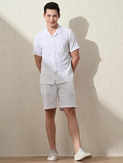 men solid short sleeve co-ord set - 21562855 - Very Small Image - 1