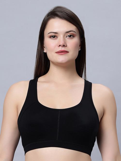 black cotton sports bra - 21563449 - Very Small Image - 1