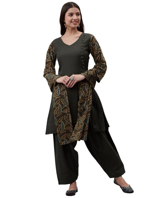 women printed three quarter sleeves suit set - 21563760 - Very Small Image - 1