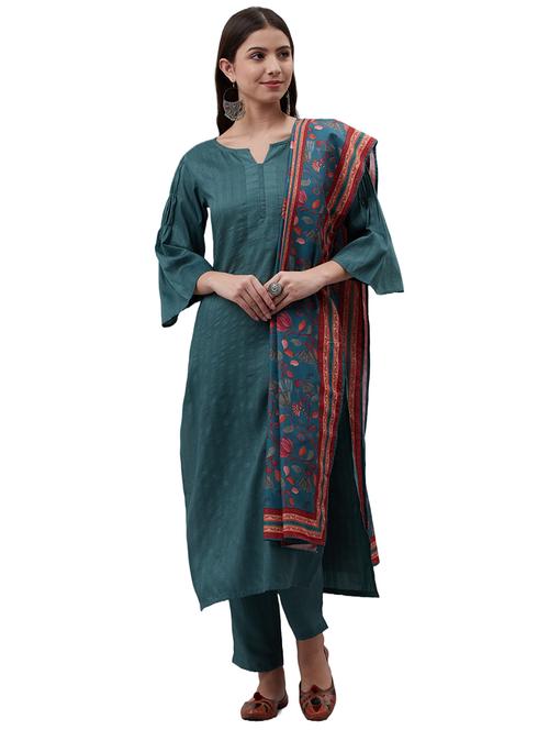 women self design three quarter sleeves suit set - 21563791 - Very Small Image - 1