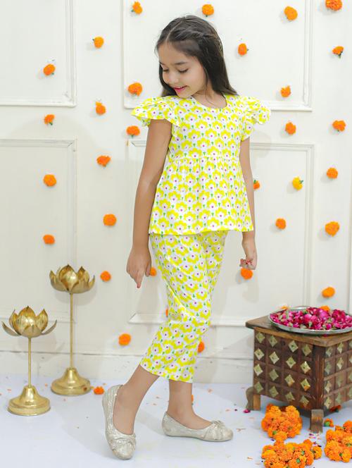 girls yellow printed full length sets - 21563811 - Very Small Image - 1