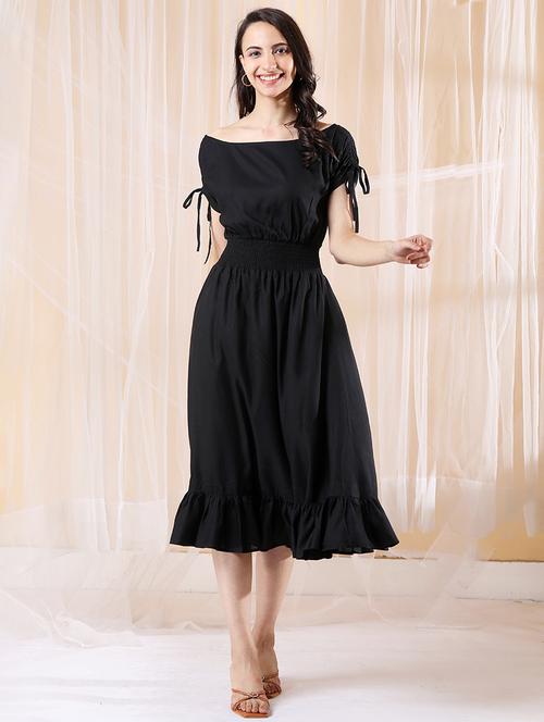 women black solid tiered dress - 21565277 - Very Small Image - 1