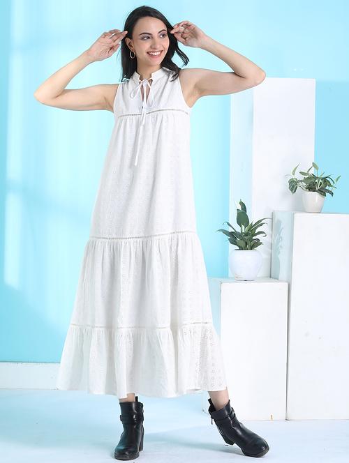 women white schiffli tiered dress - 21565458 - Very Small Image - 1