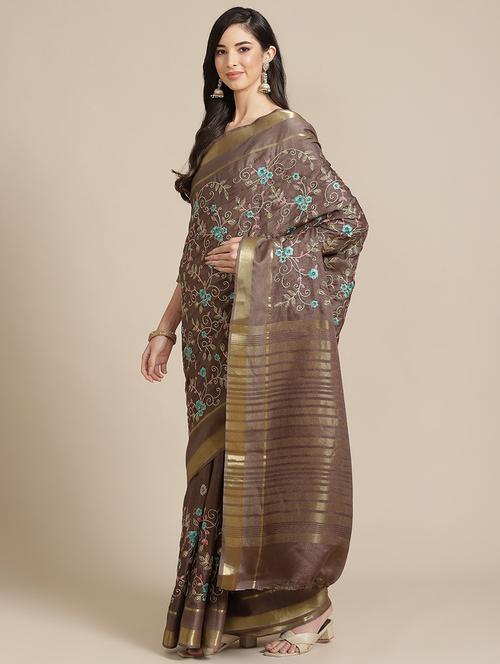 women embroidered saree - 21565671 - Very Small Image - 1