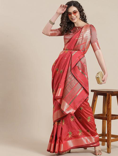 women pink embroidered saree - 21565739 - Very Small Image - 1