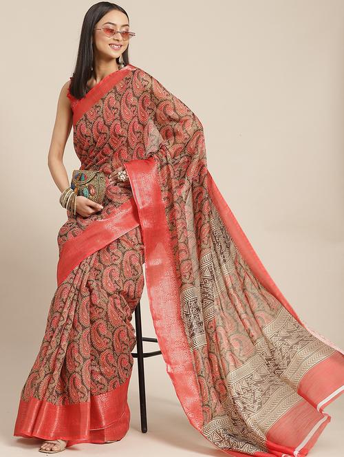 women printed bordered saree - 21565740 - Very Small Image - 1