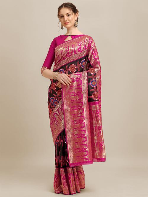 women black embroidered saree - 21565827 - Very Small Image - 1