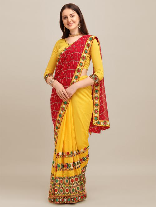 women self-designed bandhani saree - 21565887 - Very Small Image - 1