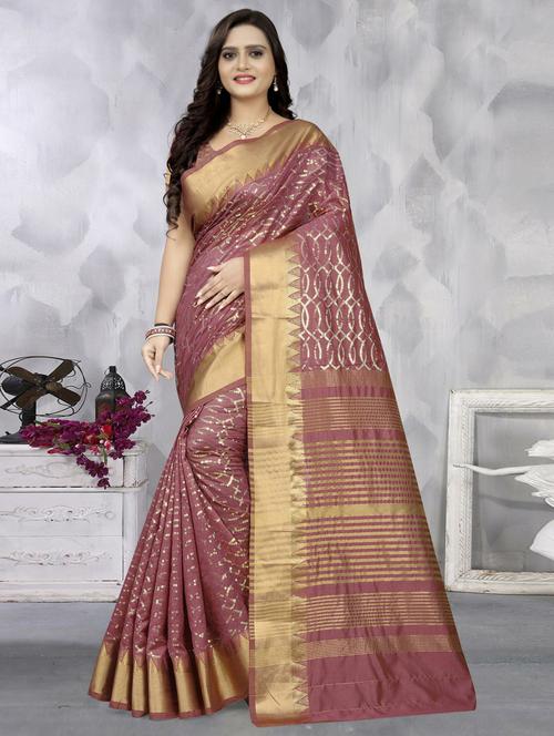women solid with work bordered saree - 21565900 - Very Small Image - 1