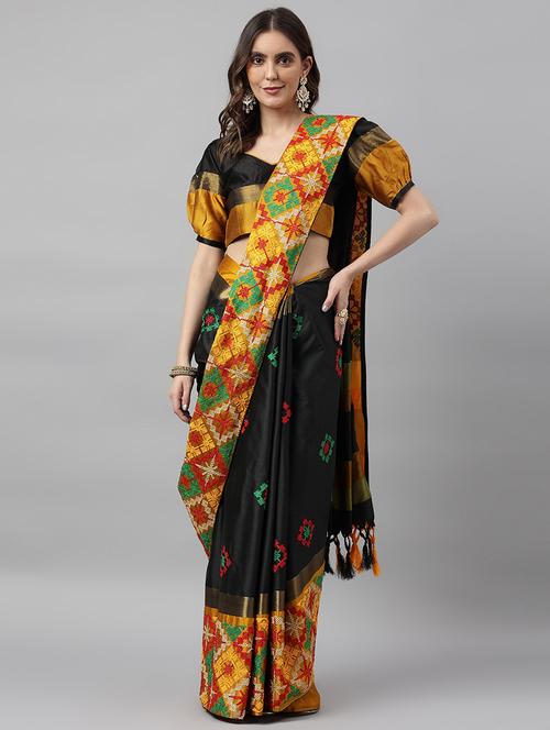 women black embroidered saree - 21565913 - Very Small Image - 1