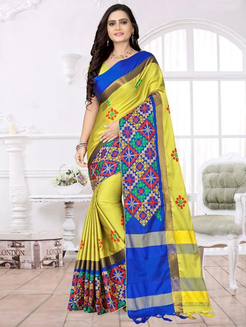 women lime embroidered saree - 21565938 - Very Small Image - 1