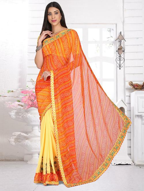 women yellow embroidered saree - 21565940 - Very Small Image - 1