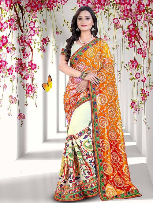 women self-designed bandhani saree - 21565981 - Very Small Image - 1