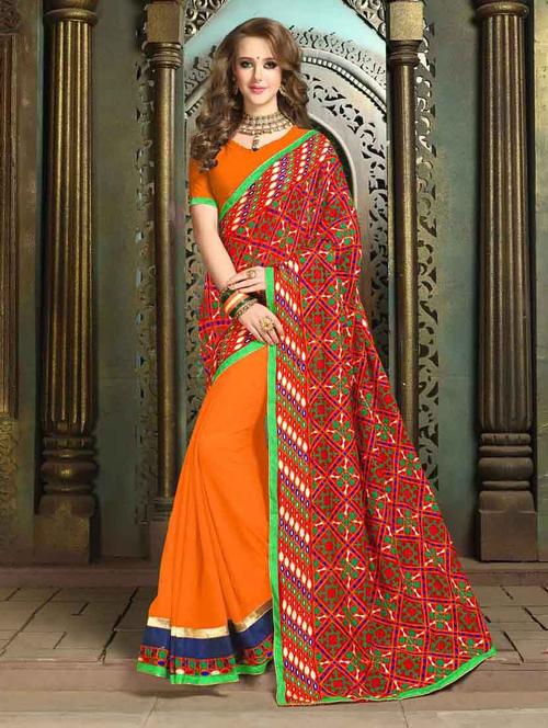 women embroidered half & half saree - 21565984 - Very Small Image - 1