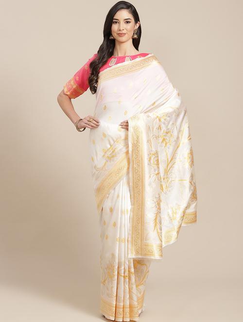 women off-white self design banarasi saree - 21566025 - Very Small Image - 1