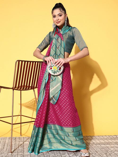 women pink printed saree - 21566218 - Very Small Image - 1
