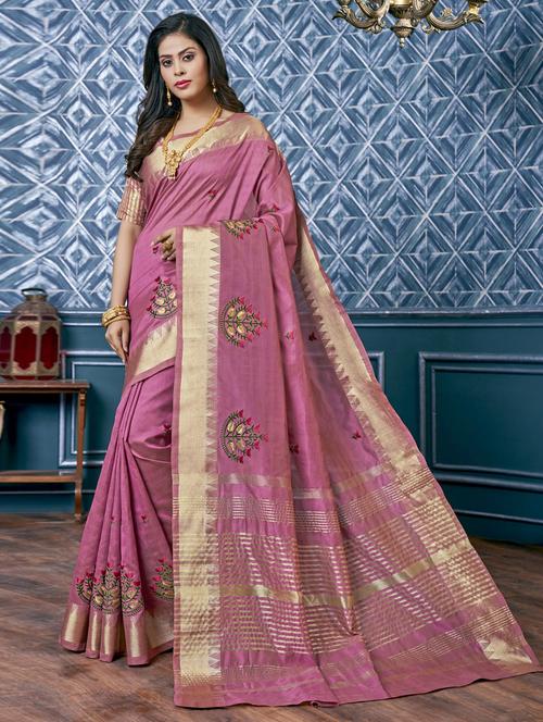 women mauve embroidered saree - 21566232 - Very Small Image - 1