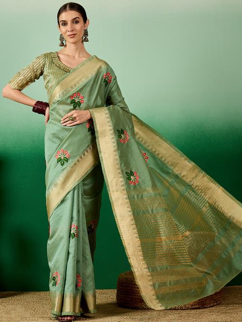 women embroidered bordered saree - 21566276 - Very Small Image - 1