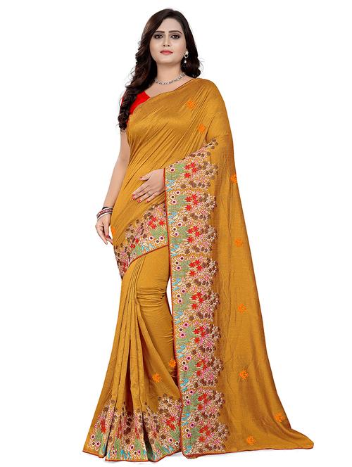 yellow silk printed saree - 21566415 - Very Small Image - 1