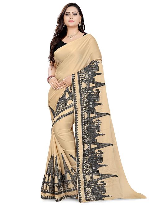 cream georgette printed saree - 21566418 - Very Small Image - 1