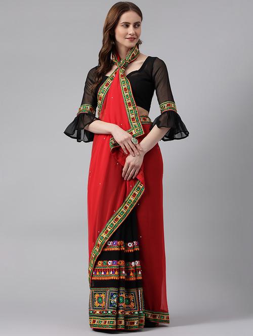 women black embroidered saree - 21566434 - Very Small Image - 1