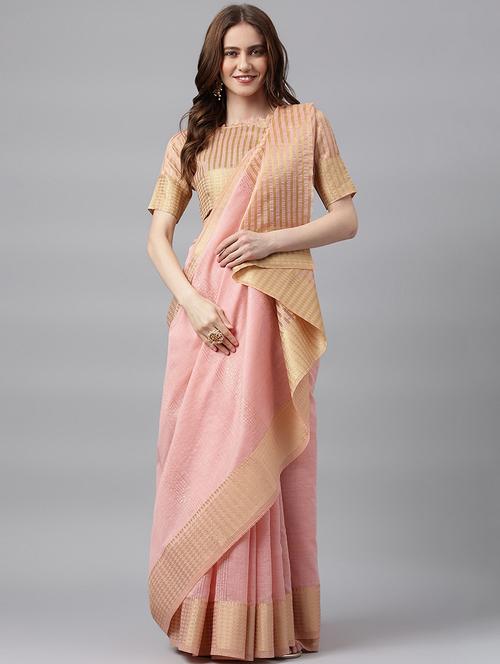 women peach self design handloom saree - 21566470 - Very Small Image - 1
