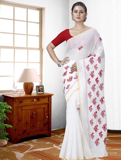 women white handloom saree - 21566613 - Very Small Image - 1