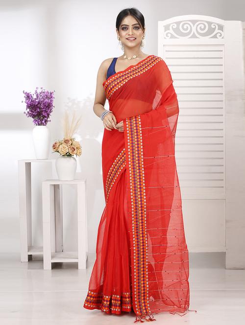 women red handloom saree - 21566659 - Very Small Image - 1