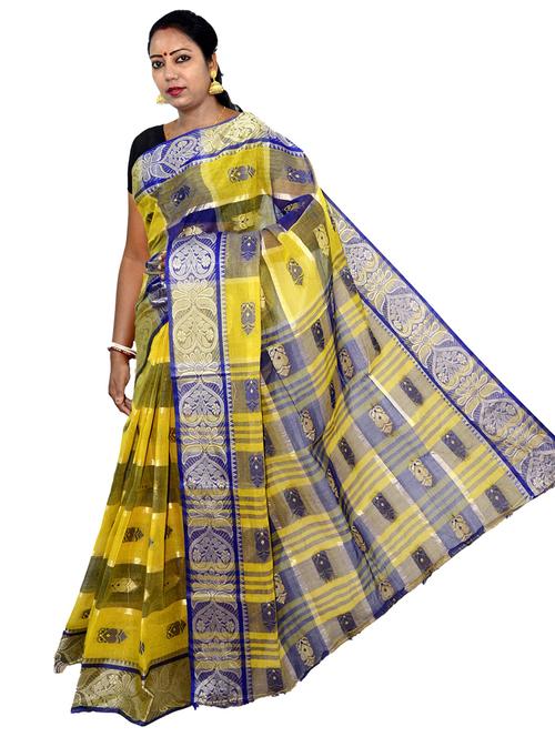 women yellow self design handloom saree - 21566711 - Very Small Image - 1