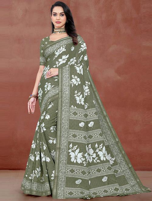 women floral printed saree - 21567085 - Very Small Image - 1