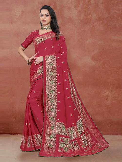 women self design bordered saree - 21567109 - Very Small Image - 1