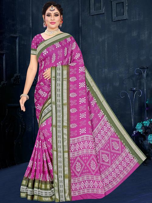 women pink printed saree - 21567480 - Very Small Image - 1