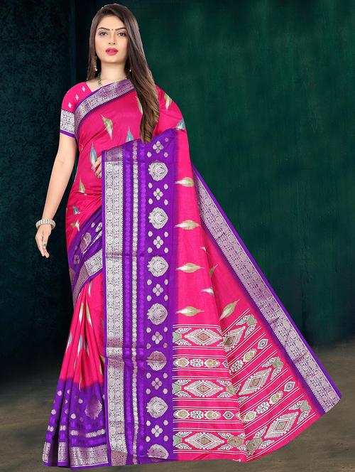 women zari work cotrast border printed saree - 21567502 - Very Small Image - 1