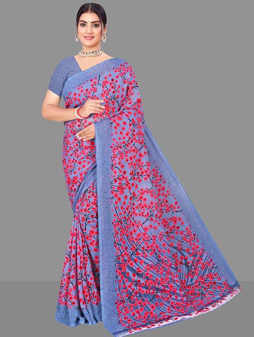 women floral printed saree - 21567561 - Very Small Image - 1