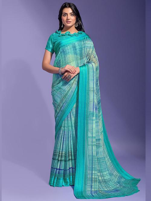 women checkered printed saree - 21567614 - Very Small Image - 1