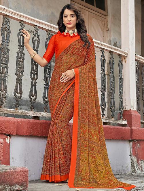 women floral printed saree - 21567746 - Very Small Image - 1