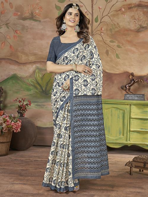 women printed saree with blouse - 21568903 - Very Small Image - 1
