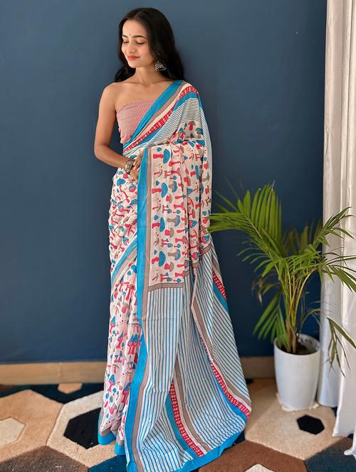 women printed saree with blouse - 21569009 - Very Small Image - 1