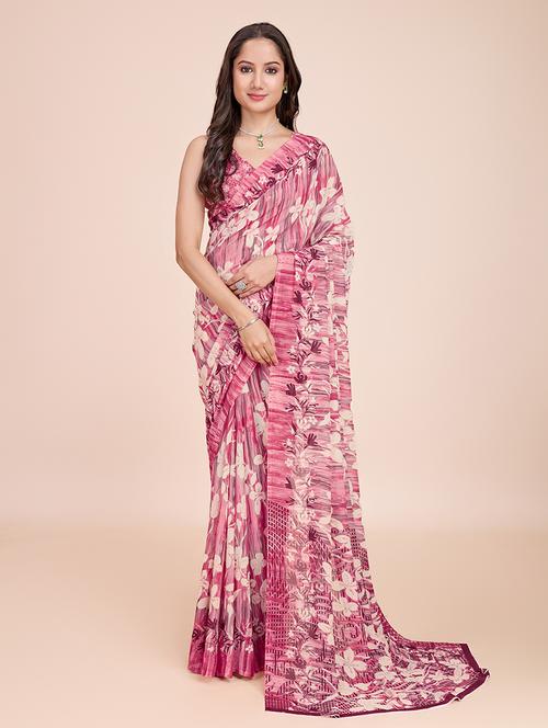 women floral printed saree - 21571680 - Very Small Image - 1
