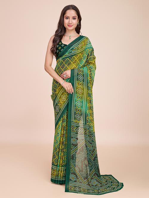 women bandhani printed saree - 21571682 - Very Small Image - 1