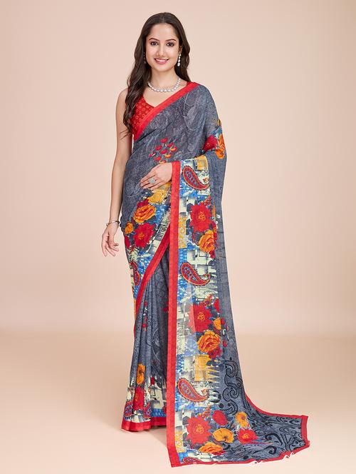 women floral printed saree - 21571689 - Very Small Image - 1